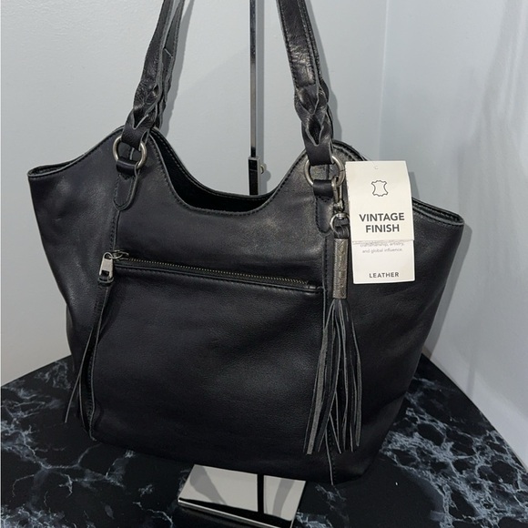 The Sak Handbag Sierra Leather Black Shopper Shoulder Bag AUTHENTIC NWT - Picture 2 of 12